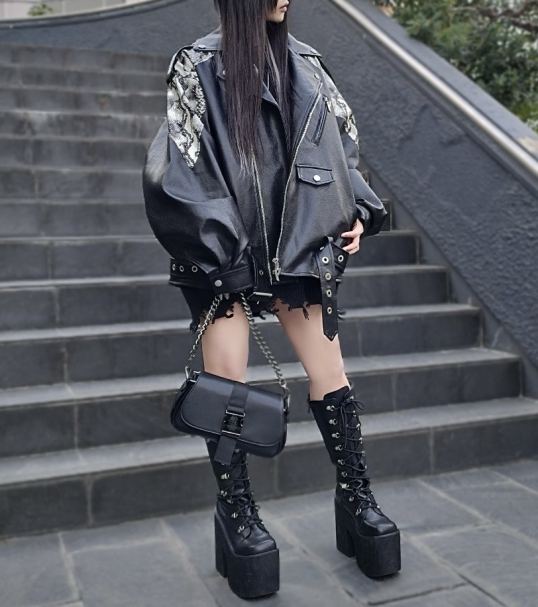 QOOZAセレクト / ［PINKSPINK］パイソン柄PUレザージャケット（PP045