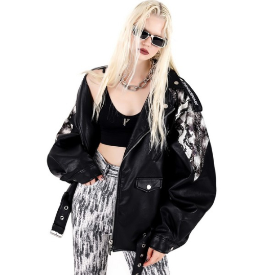 QOOZAセレクト / ［PINKSPINK］パイソン柄PUレザージャケット（PP045