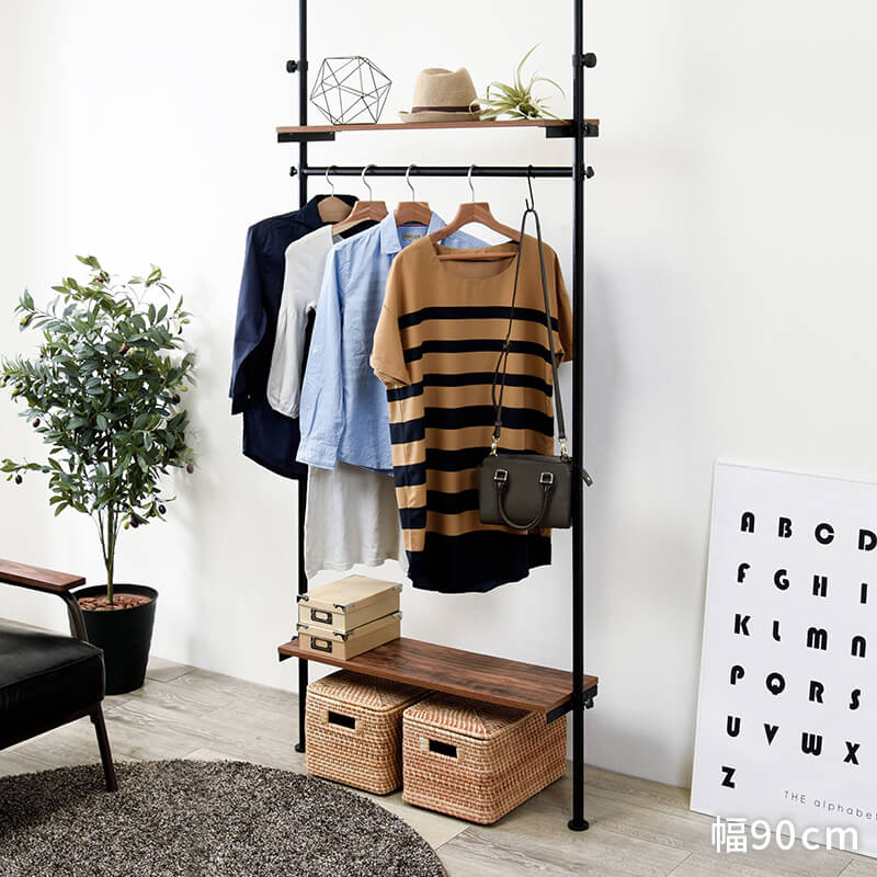 突っ張りハンガーラック 無段階高さ調節可能 [幅70/幅90] Deco