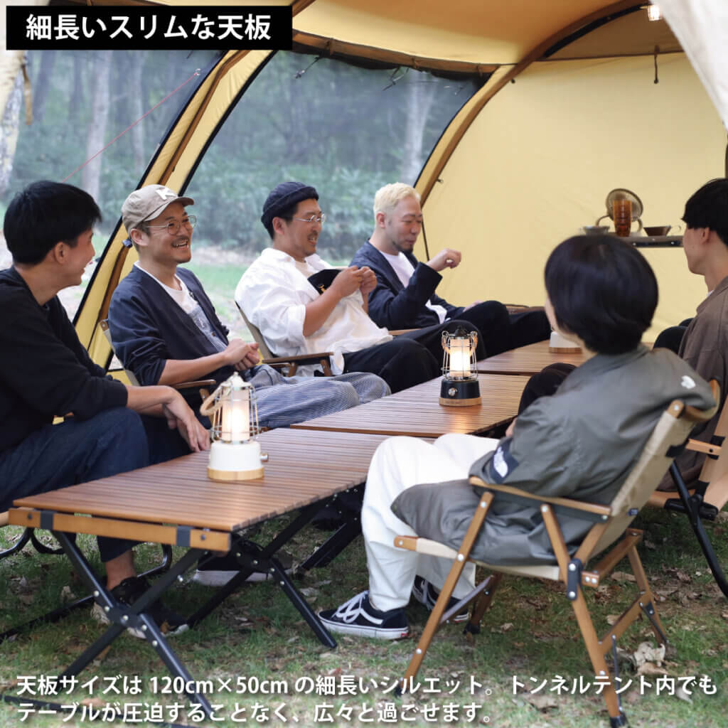 X脚 スリムウッドロールローテーブル 120×50cm ｜商品｜QUICKCAMP