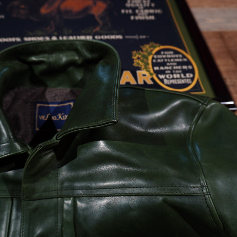 ☆1st型 506復刻モデル ホースハイドレザージャケット☆グリーン S