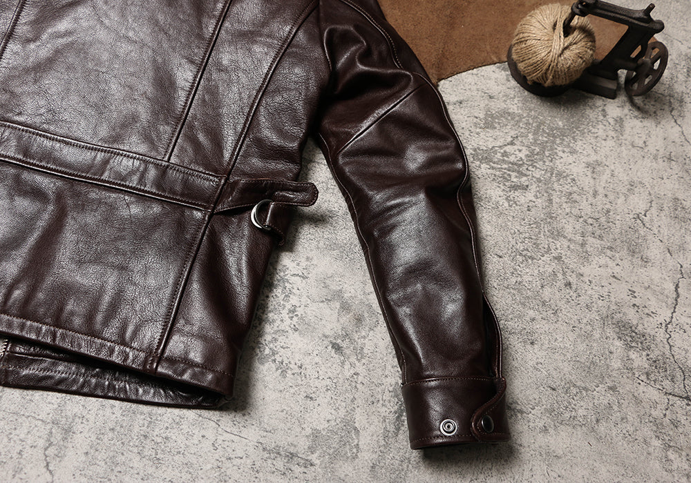 ✩ゴートレザー シングルライダースジャケット✩ブラウン M～5XL