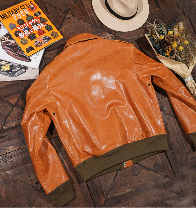 昨シーズン物売り切りSALE◇植物タンニン鞣しカーフレザー A-2フライト