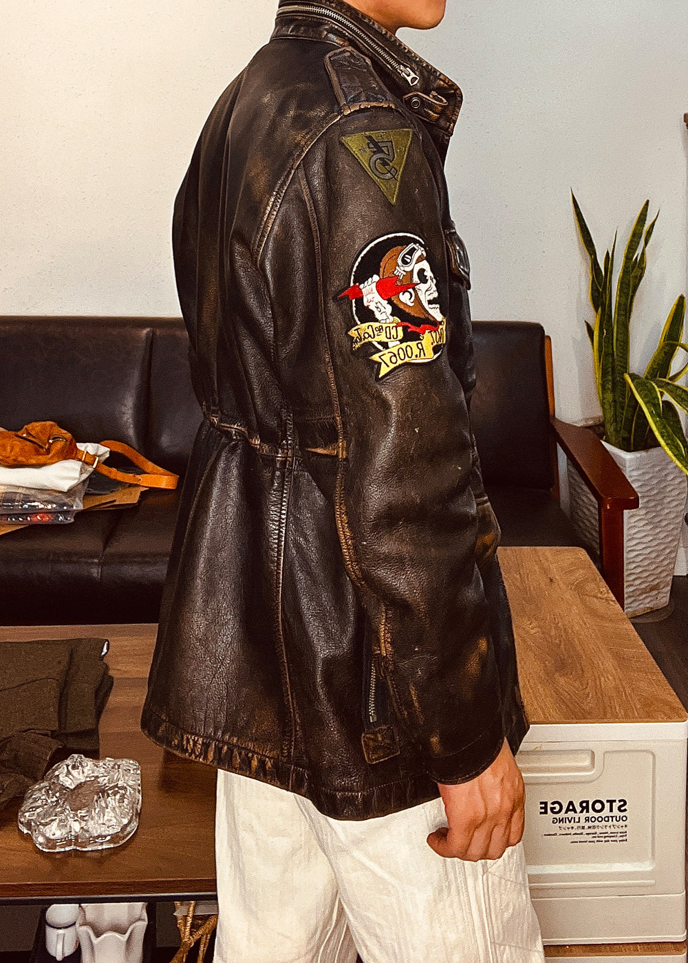 △抜群のヴィンテージ加工 カウレザー M-65 ジャケット▽S～3XL