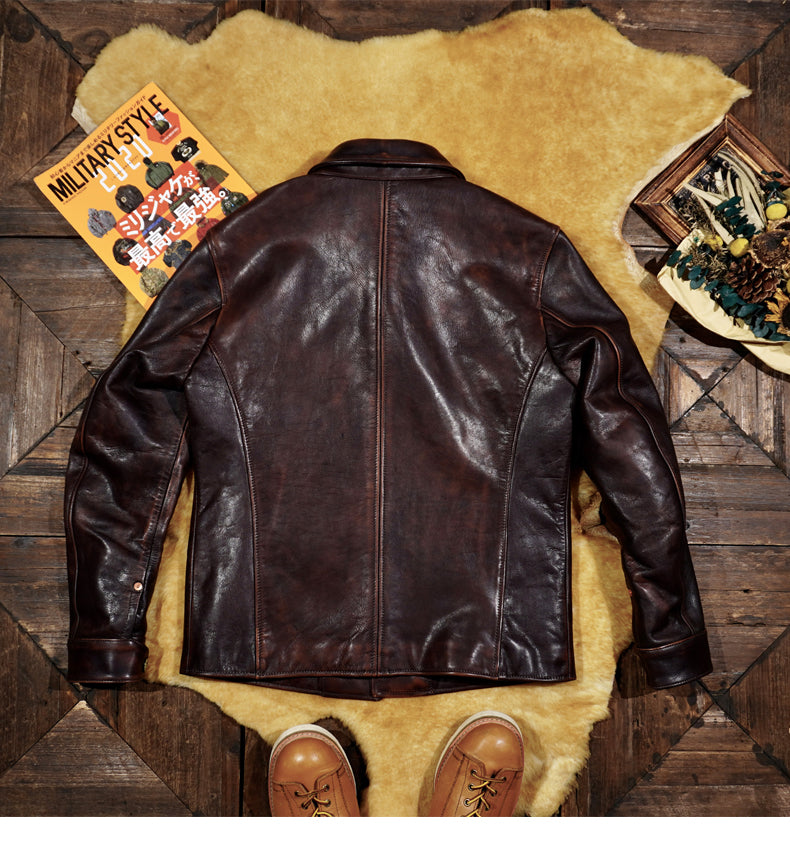 茶芯カウレザー カーコート S～4XL – quietman clothes