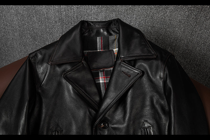 △茶芯ホースハイドオイルレザーカーコート▽S～5XL – quietman clothes