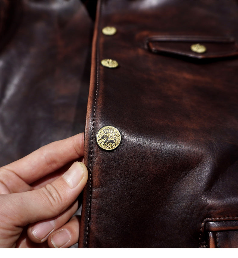 茶芯カウレザー カーコート S～4XL – quietman clothes