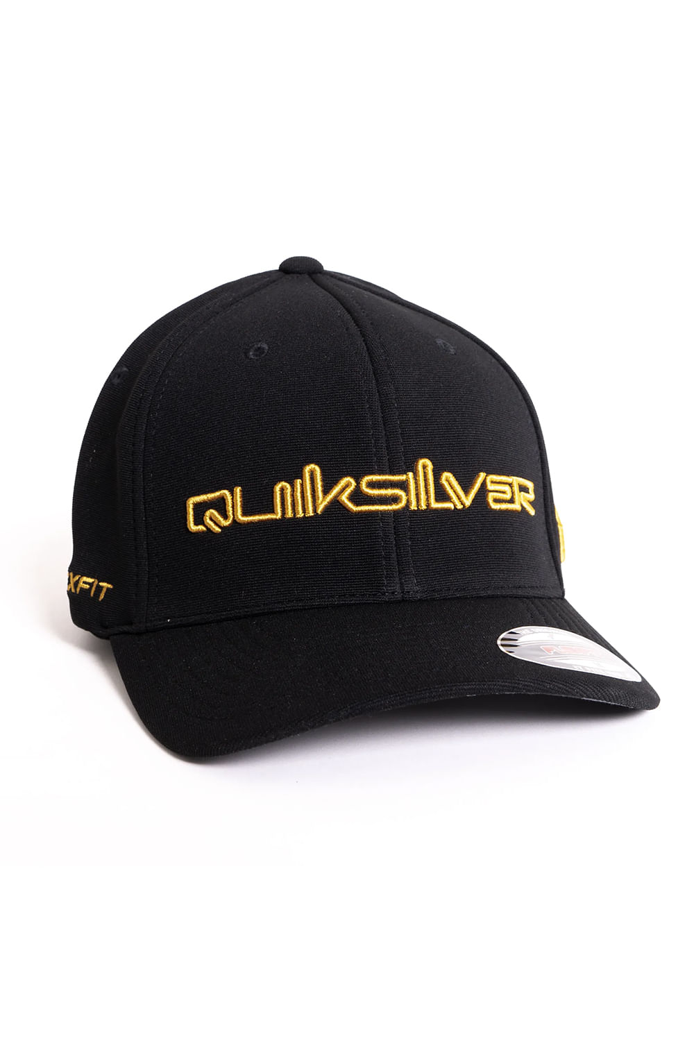 Boné Fechado, aba curva Quiksilver Preto Emb Type Heritage Regal Black