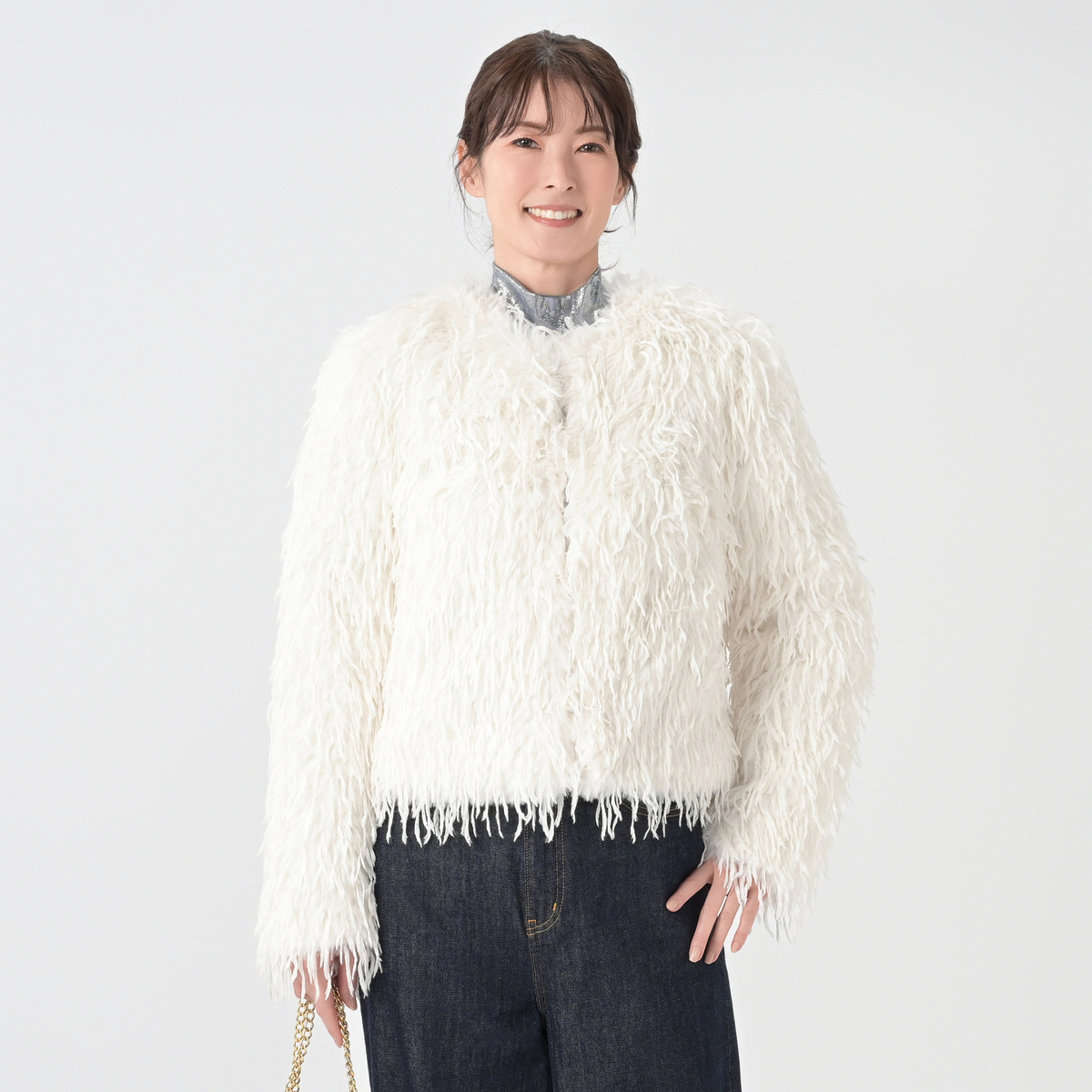 Parker&Rowe クロップド丈フェイクファージャケット パーカーアンド