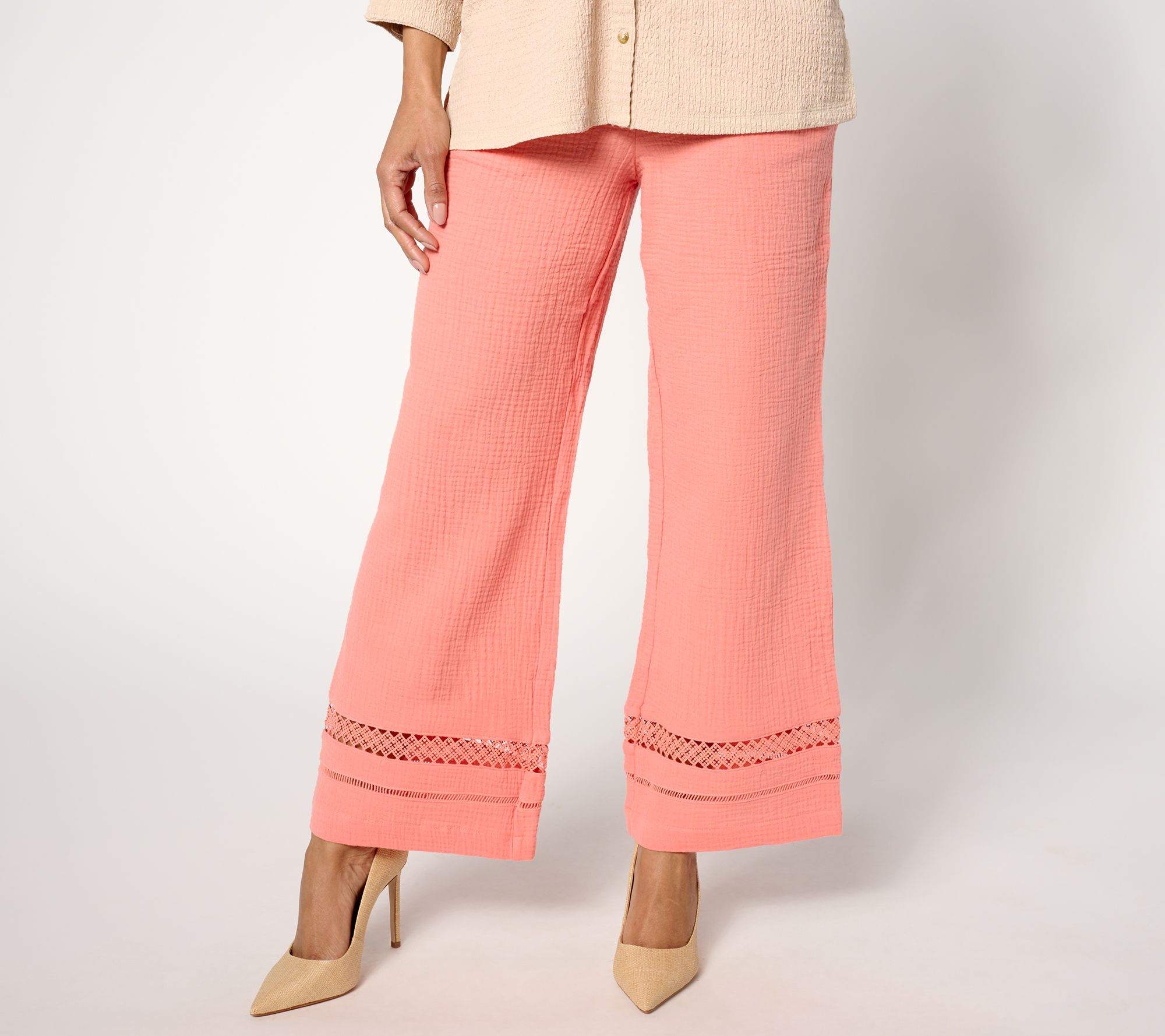 Isaac Mizrahi Live! Bridgehampton Gauze Wide Leg Ankle Pants - QVC.com