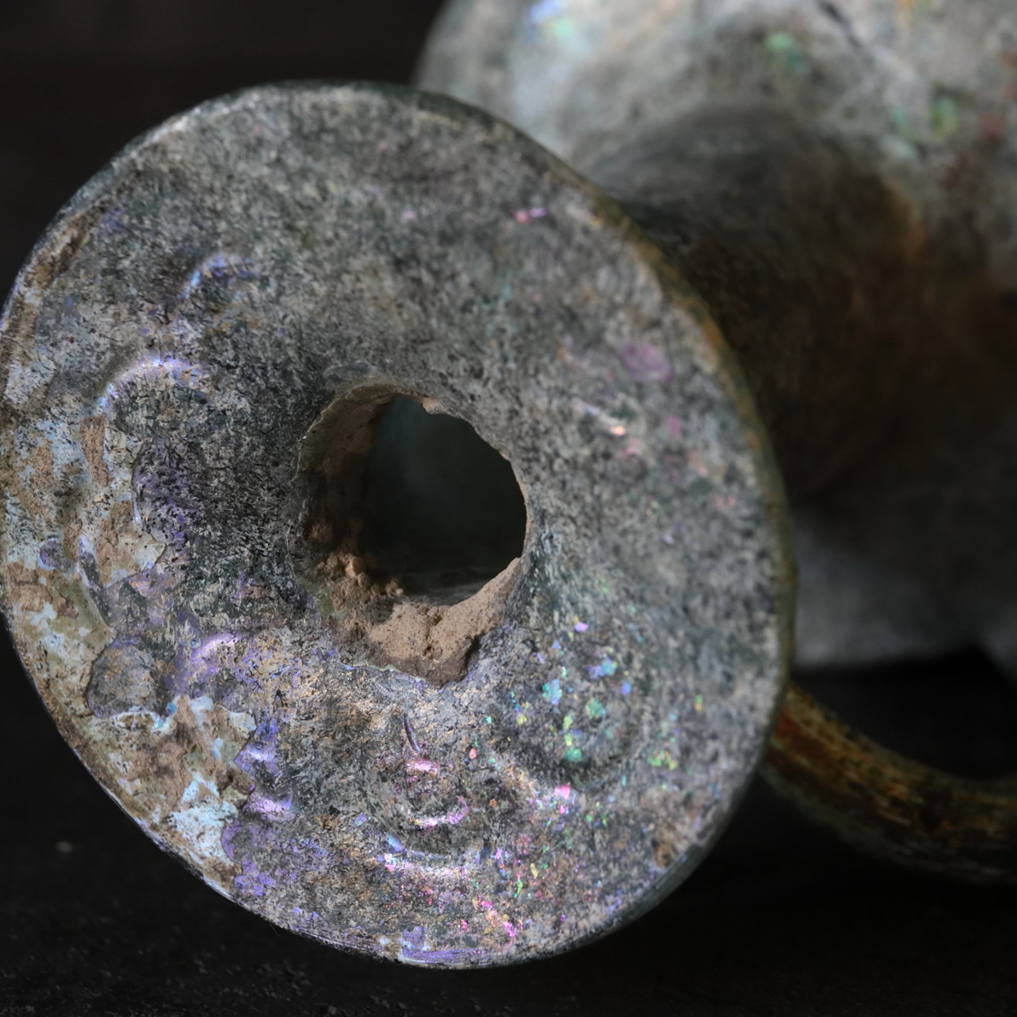 古代 ローマンガラス 銀化 把手付瓶（先史：3世紀以前） | 入蘆花