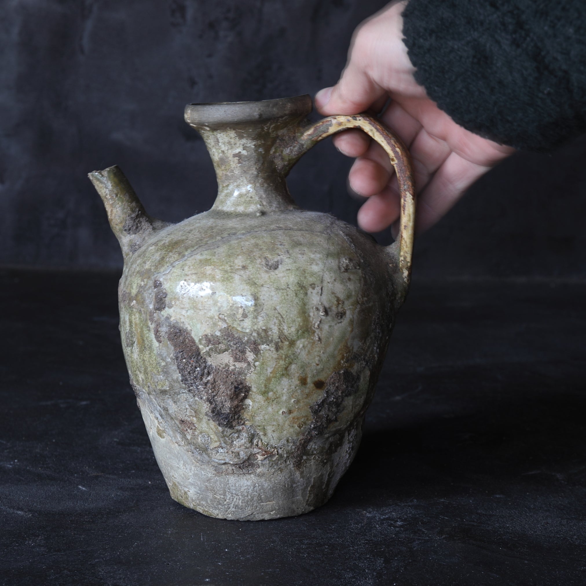 鎌倉時代 古瀬戸 灰釉水注（1185–1333 CE） | 入蘆花（ロカニイル）