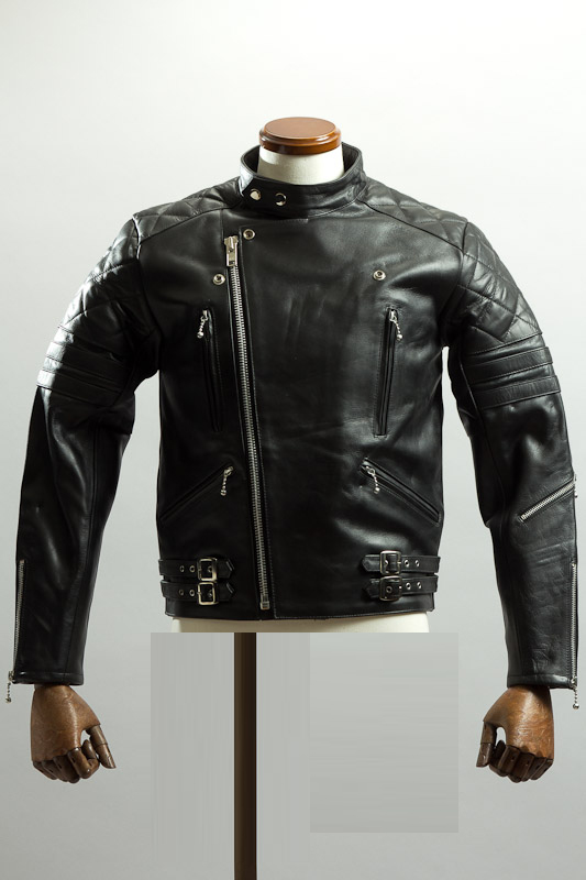 UKパッディングライダースジャケット スタンドカラータイプ ブラック