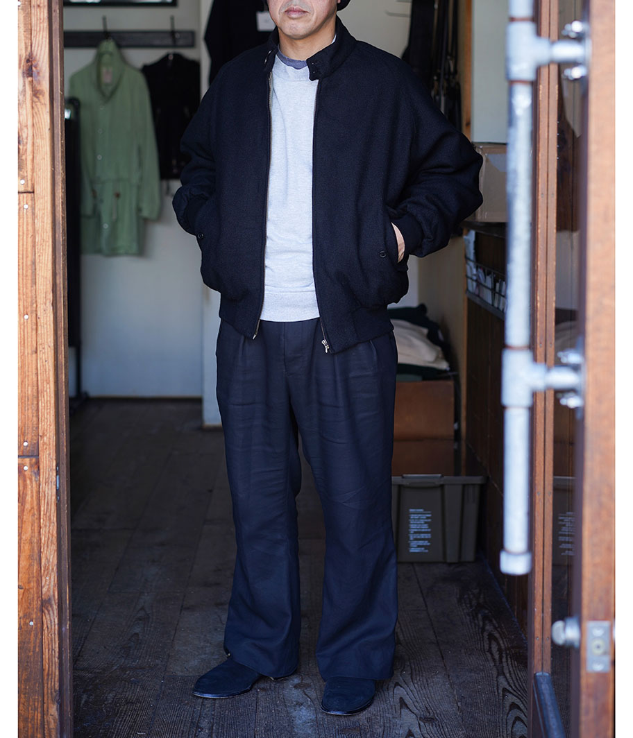 A.PRESSE Tweed Harrington Jacket [BLACK] - Fresh Service NECESSARY