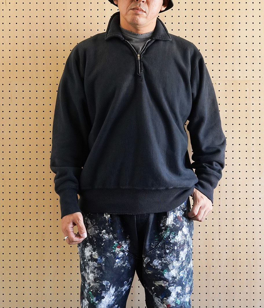 A.PRESSE Vintage Half Zip Sweat Shirt [BLACK] - Fresh Service