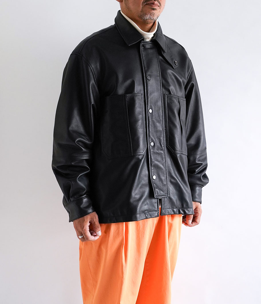 CCU 'THOMAS' COVERALL SHIRTS JACKET [SHEEP SKIN / BLACK] - Fresh
