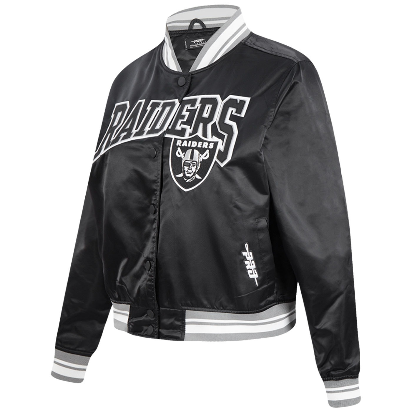 PRO STANDARD WOMENS RAIDERS CREST EMBLEM RIB SATIN JACKET