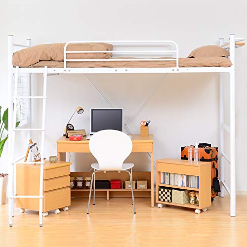 頑丈ロフトベッド/ 高さ調節OK。丈夫な極太パイプのシンプルなシステム