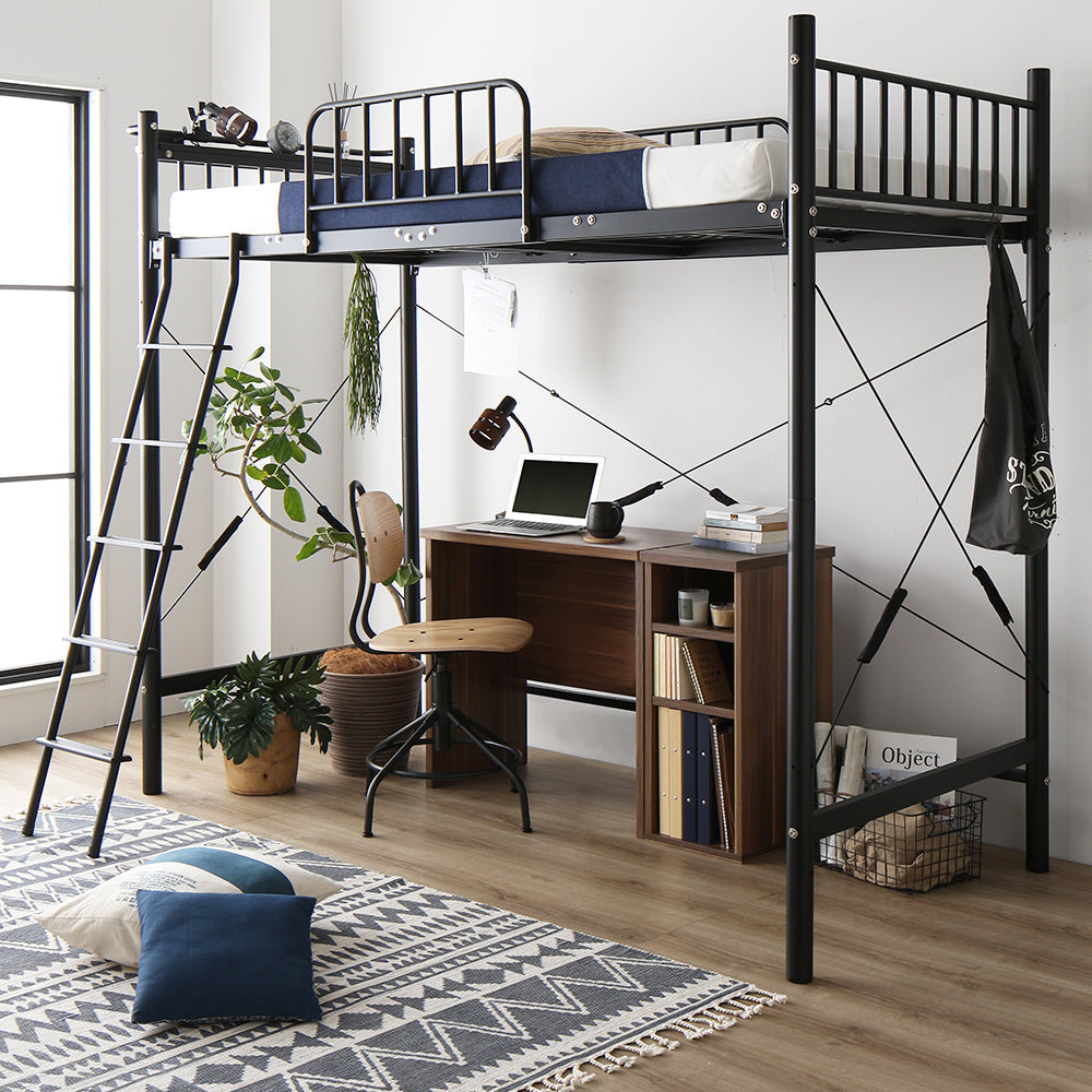 デスク・ラック付きも選べる ロフトベッド（ベッドフレーム+デスク+