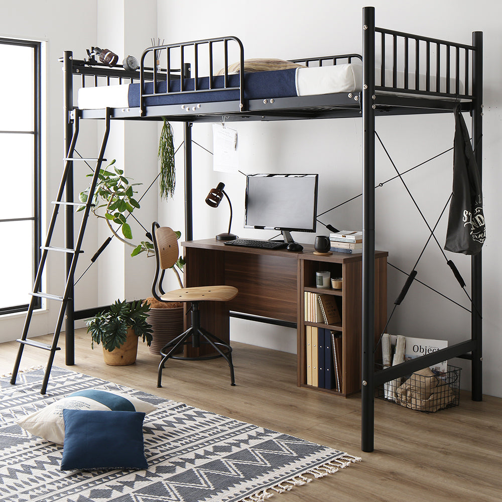 デスク・ラック付きも選べる ロフトベッド（ベッドフレーム+デスク+