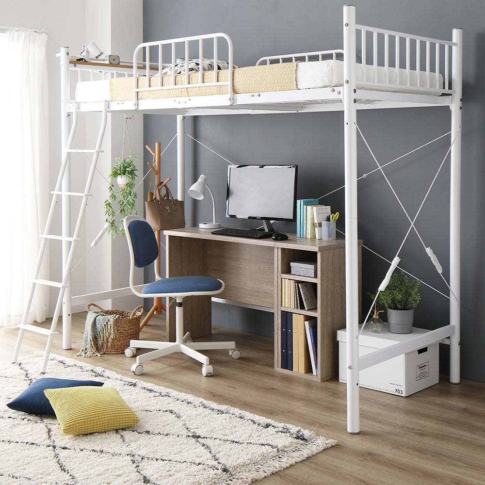 デスク・ラック付きも選べる ロフトベッド（ベッドフレーム+デスク+