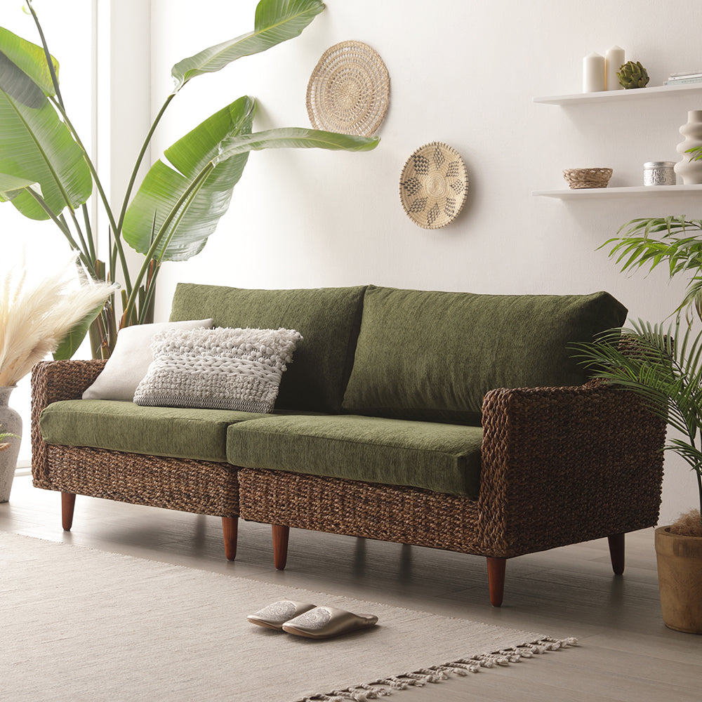 天然素材リゾートソファ（アバカ）3人掛け/アバカ素材の三人掛けソファ