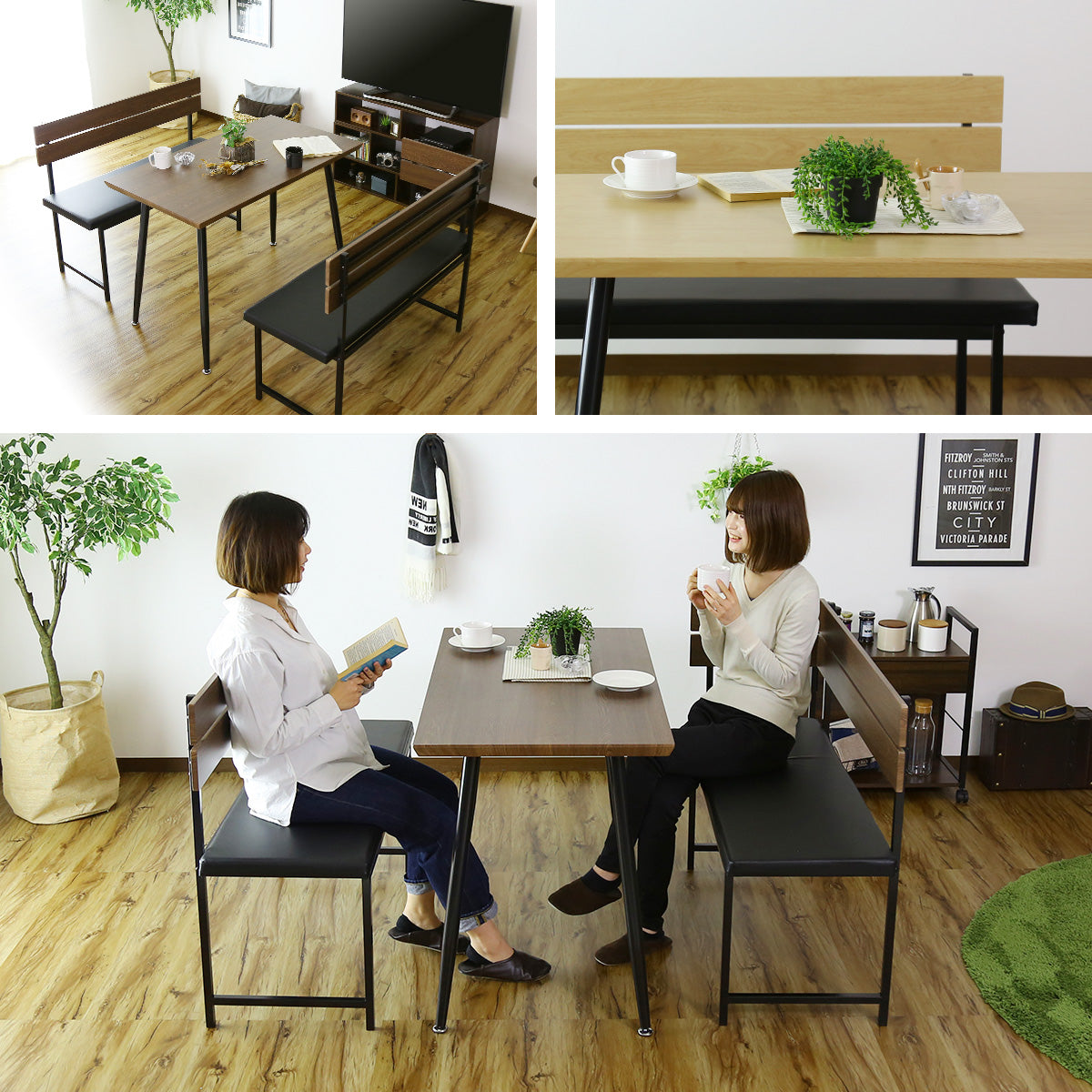 おしゃれなダイニング3点セット（テーブル+チェア2点） 「ネロ