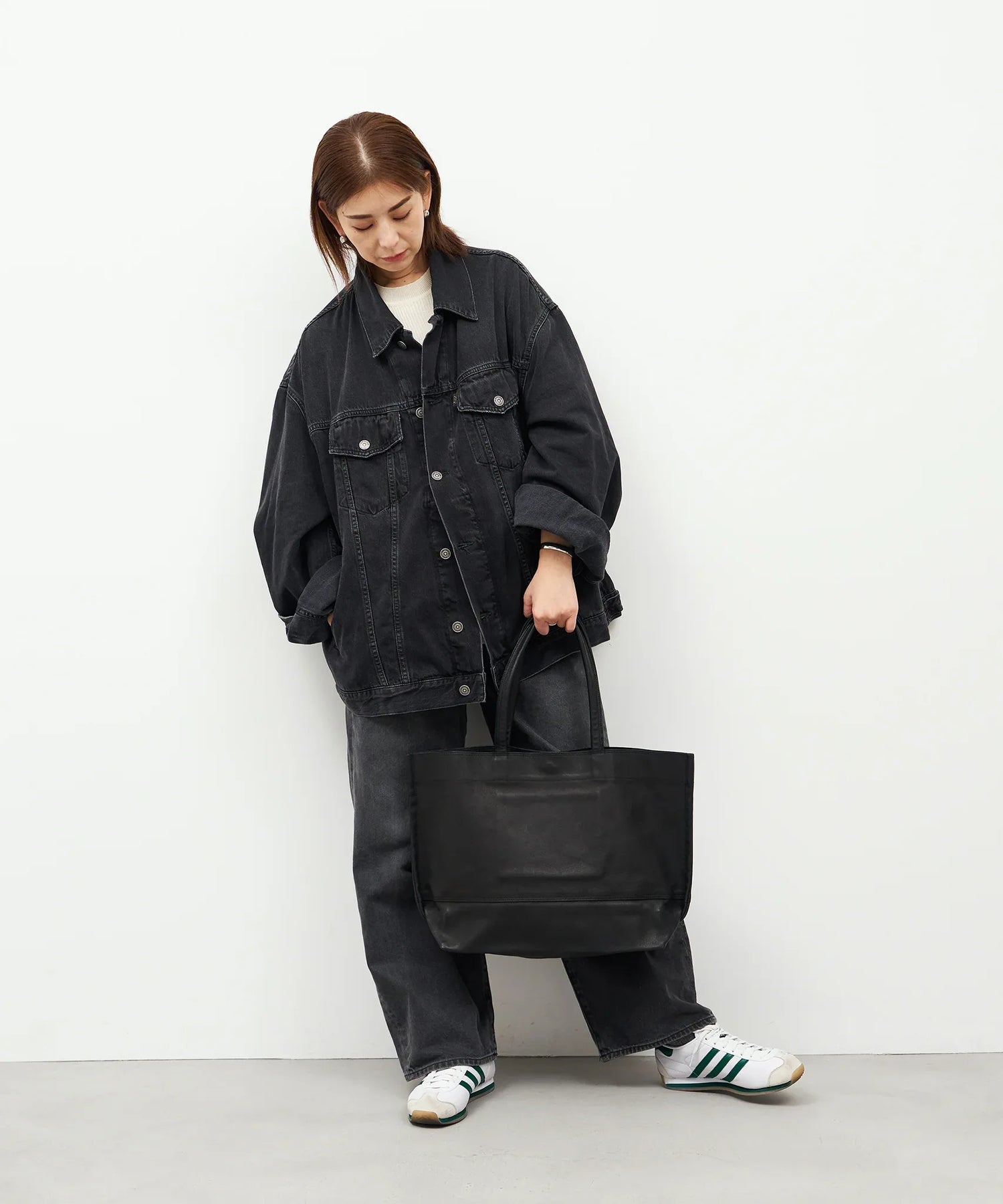 REN】大容量豚革トートバッグ - 軽量でシンプル、お仕事に最適