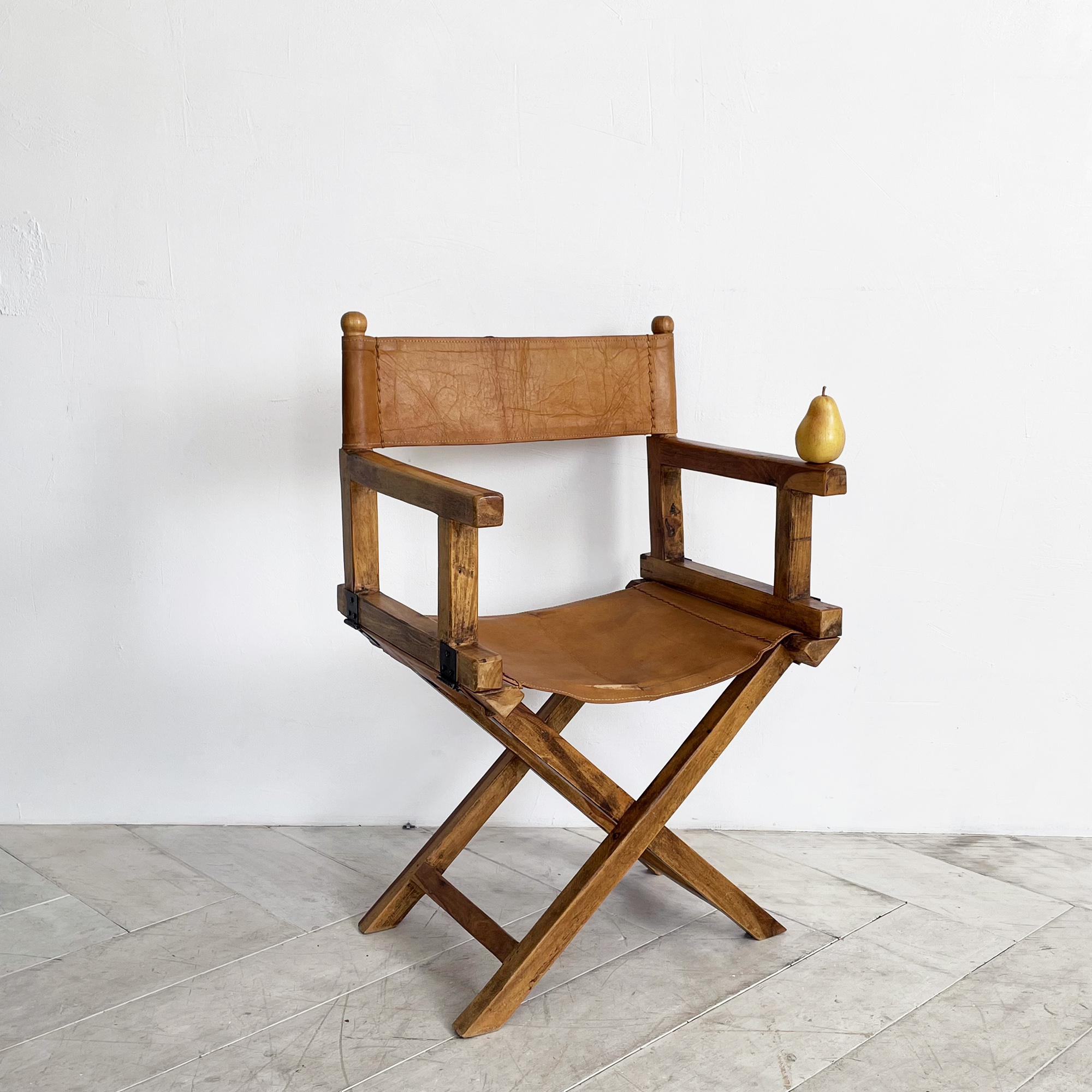 ディレクターズチェア ナチュラルウッド×キャメルレザー W525 D430