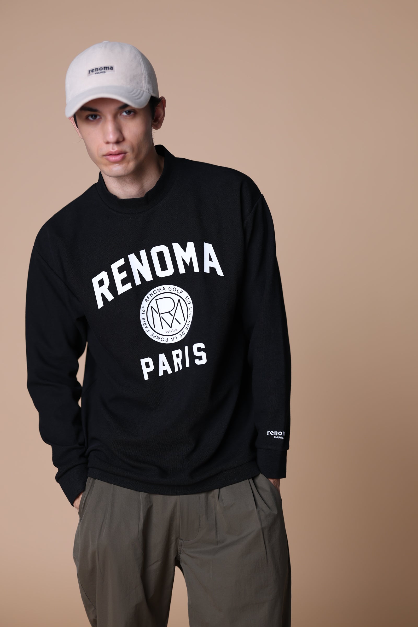 BASIC COLLEGE LOGO MOCK NECK T LS – renoma golf