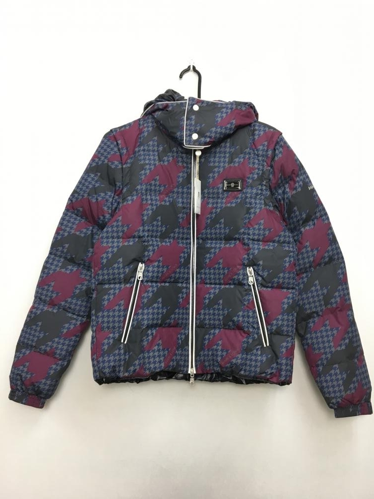 マークアンドロナ ダウンジャケット ライトグレーボルドーネイビー