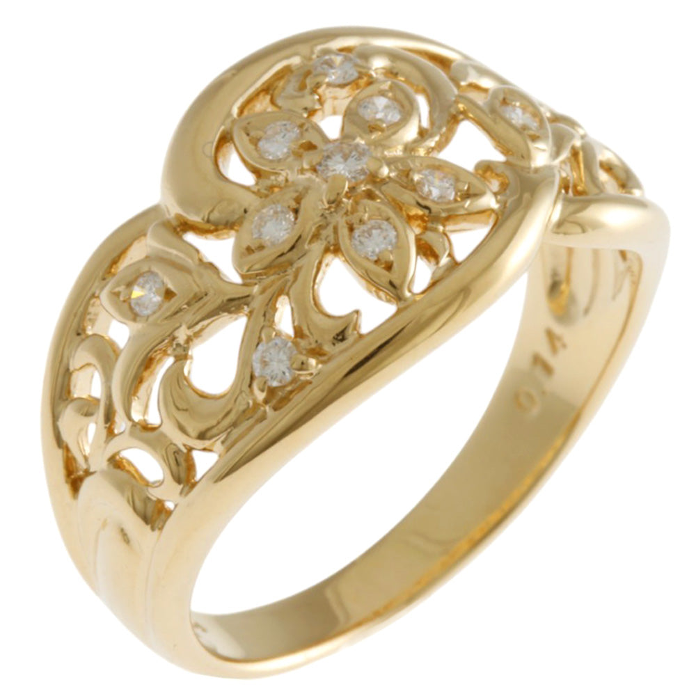 フラワー リング 指輪 16.5号 18金 K18イエローゴールド ダイヤモンド