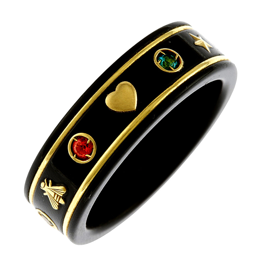 GUCCI グッチ アイコンブラックセラミックジェームストーン/METAL