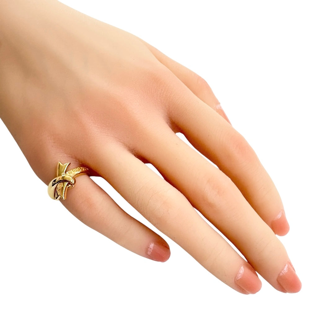 リボン リング 指輪 6号 18金 K18イエローゴールド レディース 中古