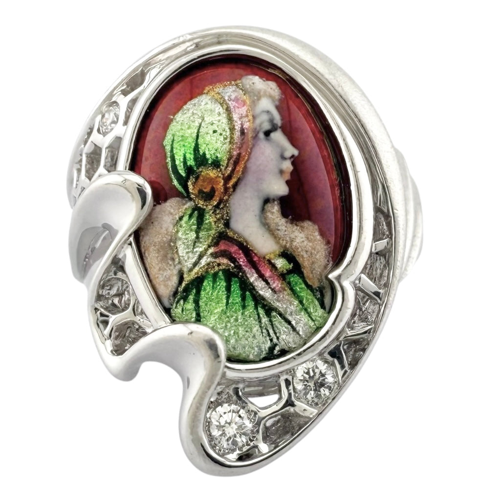 MITSUO KAJI 梶光夫 エマーユ リング 指輪 13.5号 18金 K18ホワイト