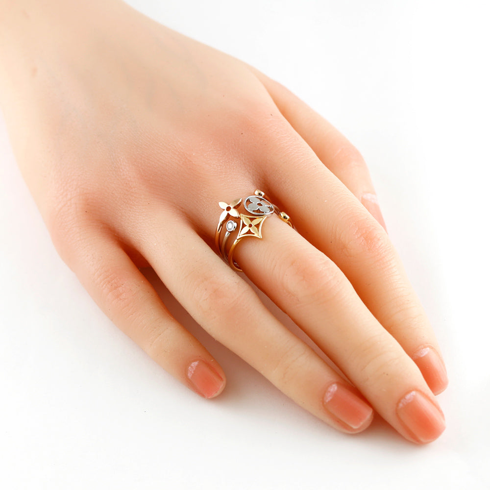 Louis Vuitton Berg Monogram Idylle Ring, Size 14, 18K, K18 Yellow