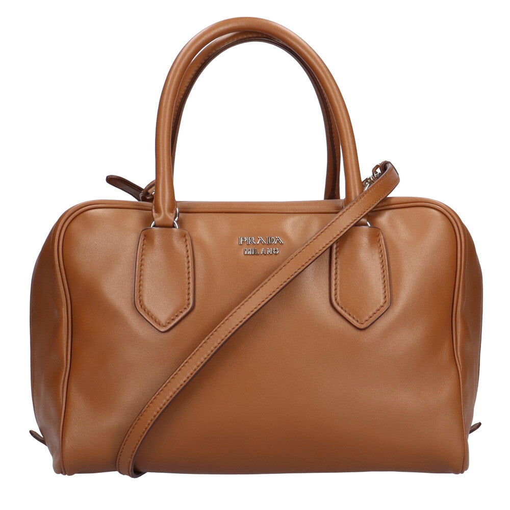 PRADA Mini Boston Bag Boston Bag Leather Brown Women's Used