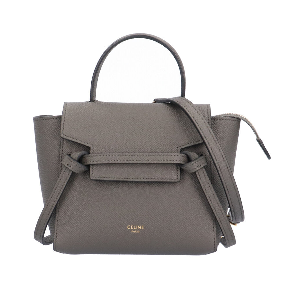 CELINE セリーヌ ピコベルトバッグ ショルダーバッグ レザー グレー