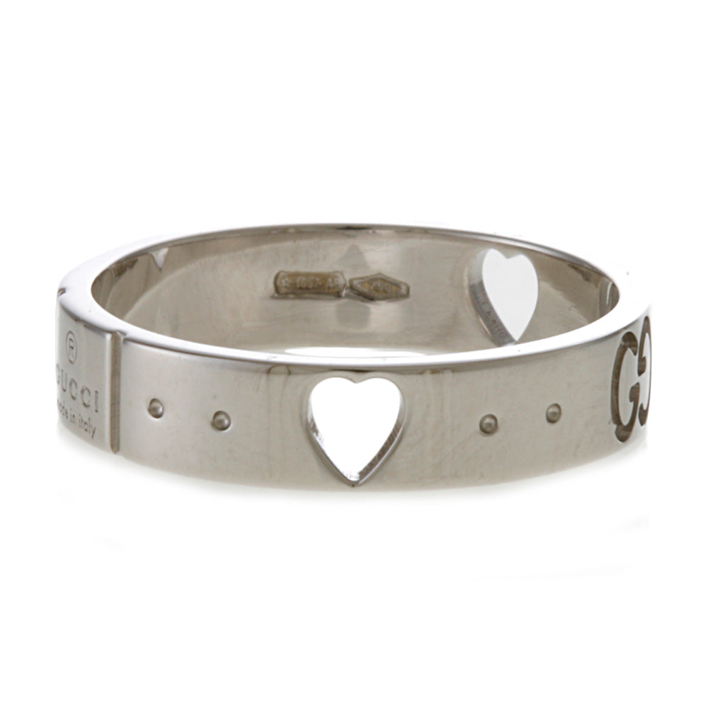 GUCCI グッチ アイコン アモール リング 指輪 8号 18金 K18ホワイト