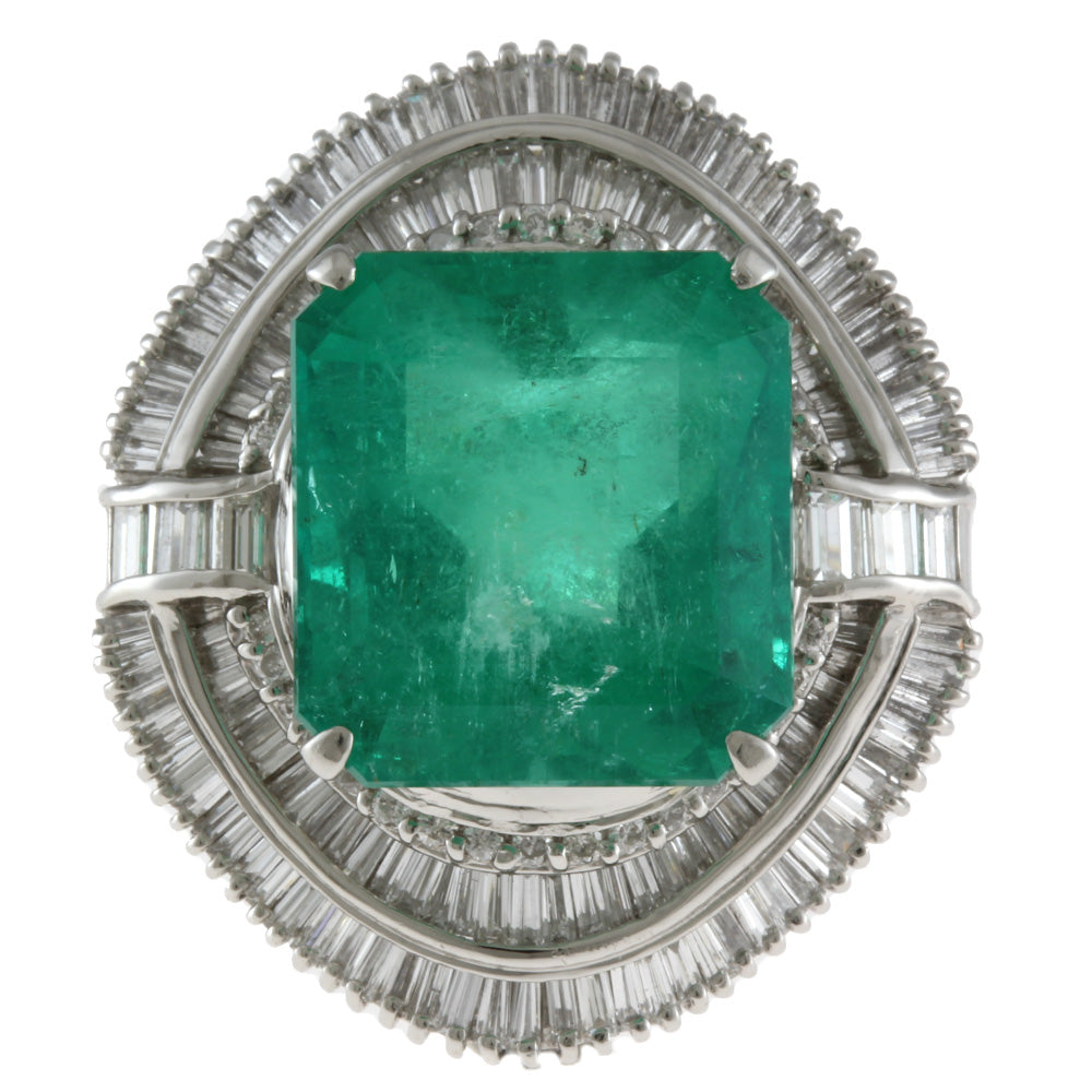 CGL鑑別書付き コロンビア産エメラルド ゴージャス リング・指輪 12号