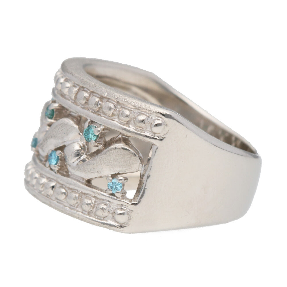 中古】 ランバン LANVIN Pt900 リング 指輪 ブルーダイヤモンド 大振り