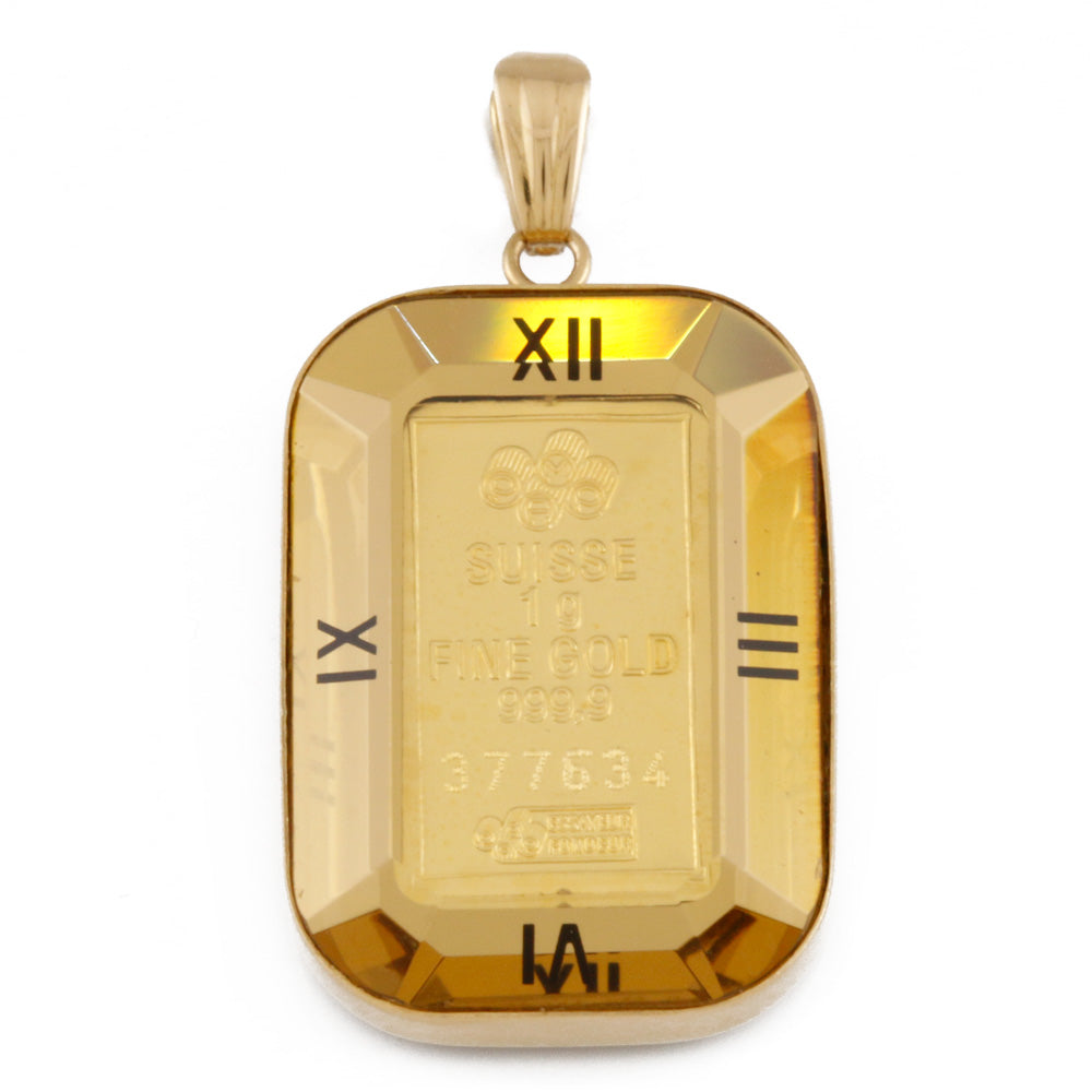 中古】 K24 K18 コインペンダント マリア インゴット 1g スイス