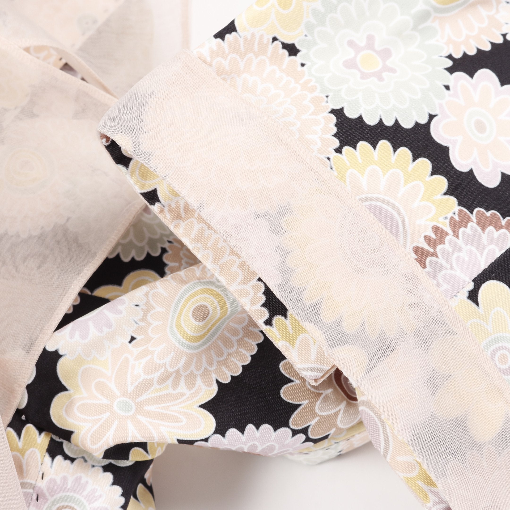 ジャケット 花柄 コットン シルク ブラック マルチカラー ビジュー