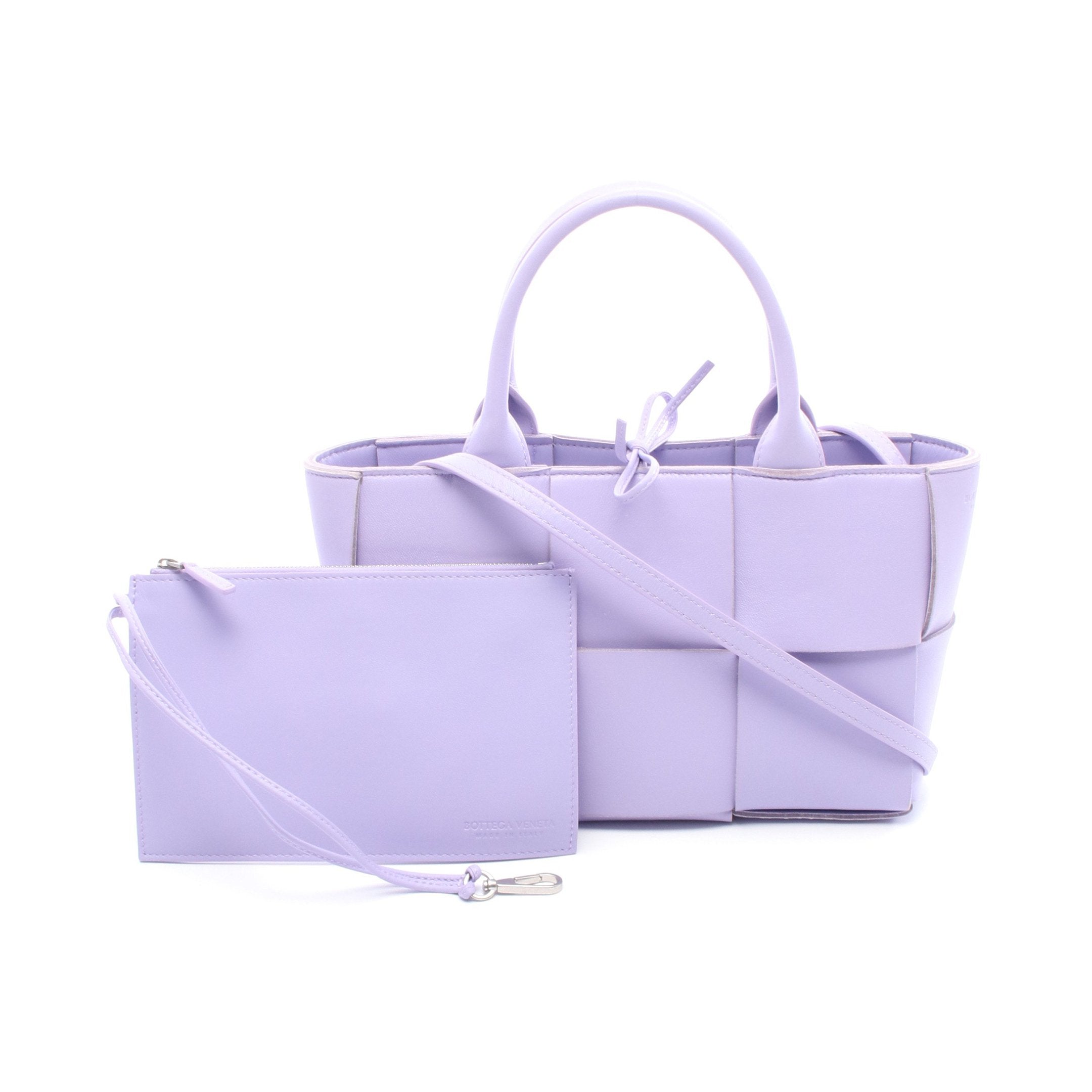 ミニアルコ ハンドバッグ トートバッグ レザー ライトパープル 2WAY