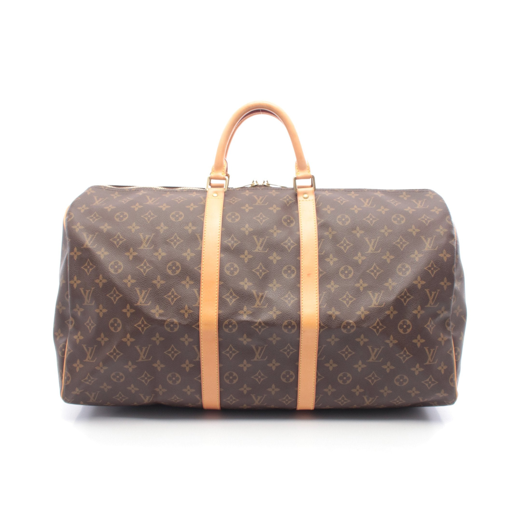 キーポル55 モノグラム ボストンバッグ PVC レザー ブラウン ルイ