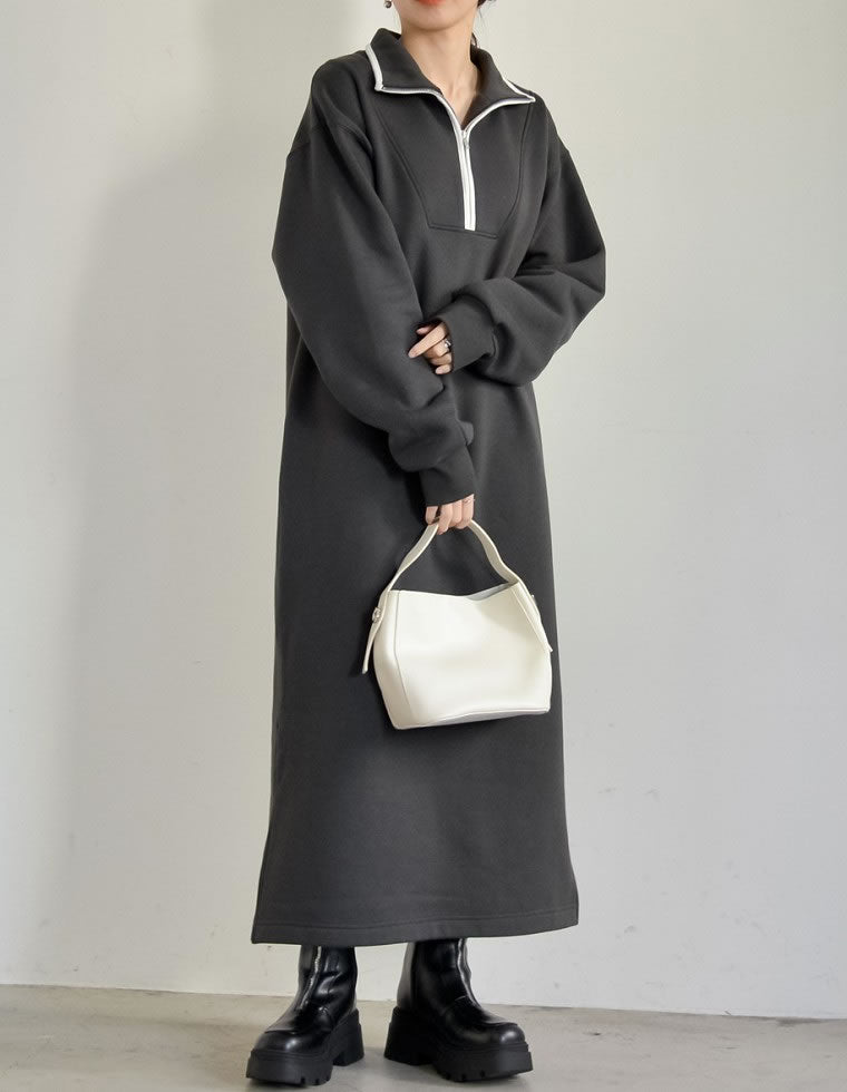 裏起毛ハーフジップワンピース - ワンピース通販 | 人気レディース