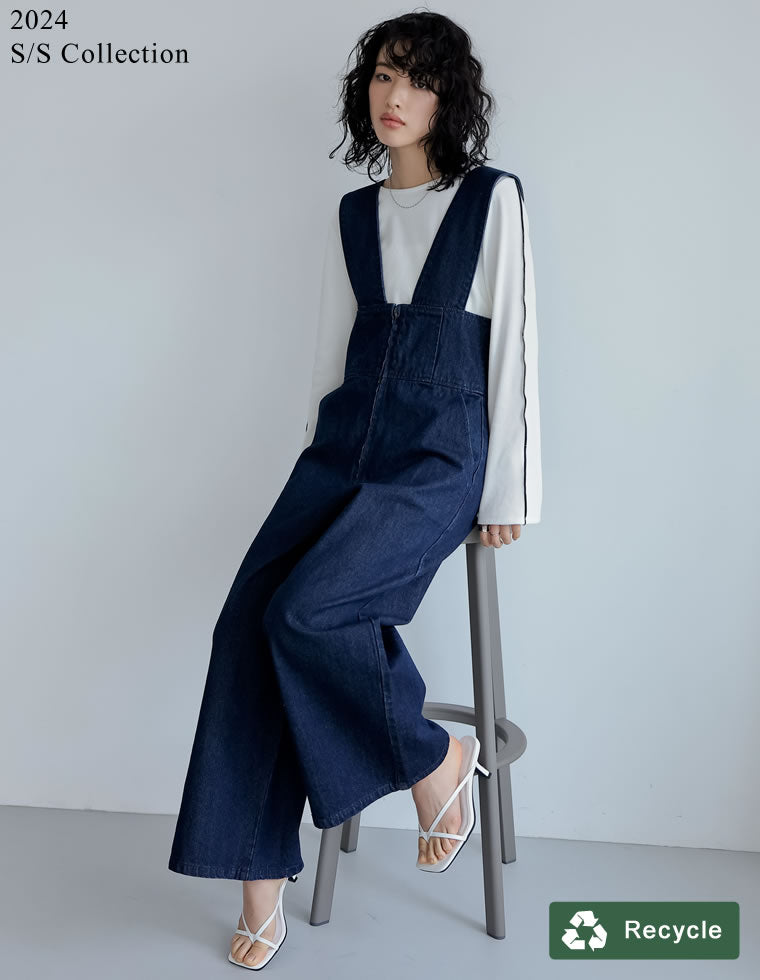 ツイード深Vネック金ボタンサロペット - オールインワン通販 | 人気