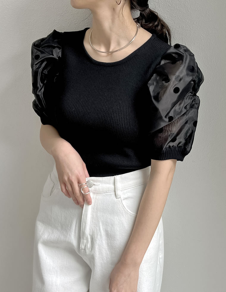 オーガンジーパフスリーブトップス - トップス通販 | 人気レディース