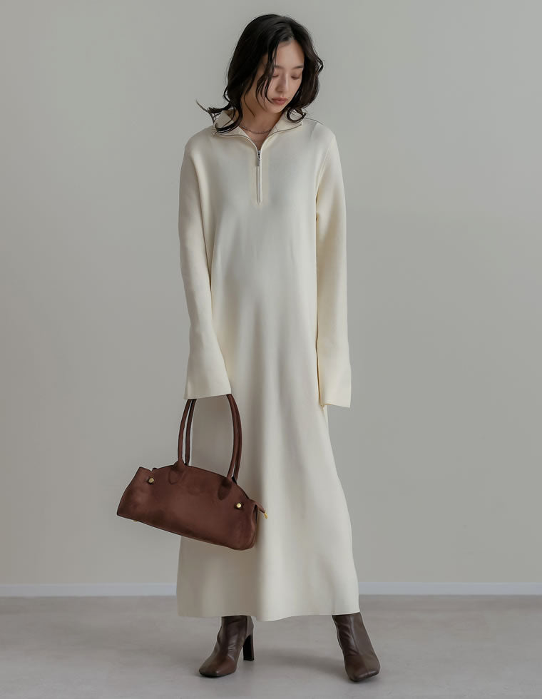 ミラノリブハーフジップニットワンピース - ワンピース通販 | 人気