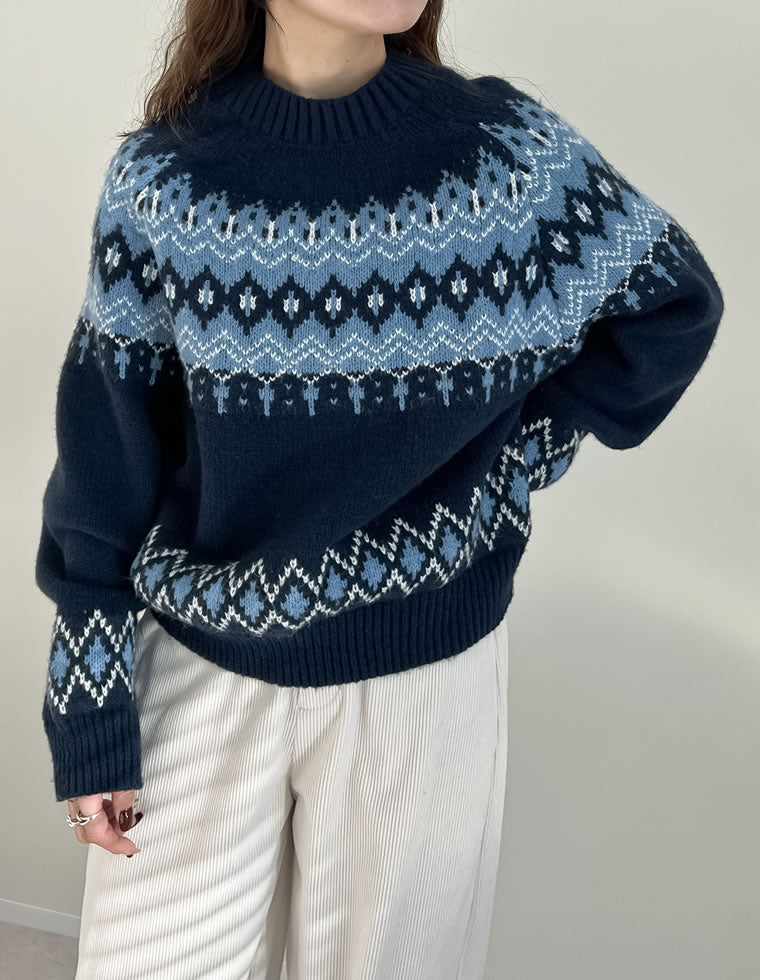 ノルディック柄ニットプルオーバー - トップス通販 | 人気レディース